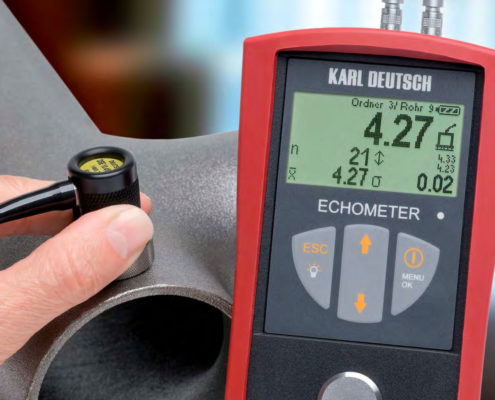 Digitales Ultraschall-Dickenmessgerät GM100 – 1,2–300 Mm Stahl, LCD, 5 MHz, Auflösung 0,01 Mm – Mit Automatischer Kalibrierung & Schallgeschwindigkeitsmessung